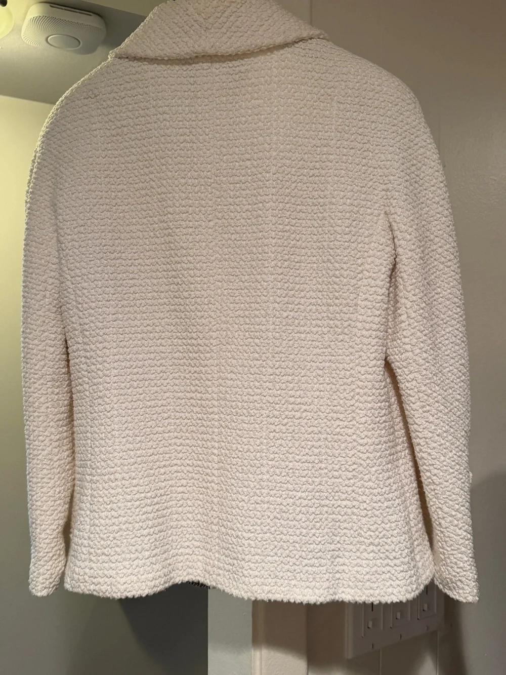 CHANEL Cream Bouclé Zip Jacket with Four Pockets